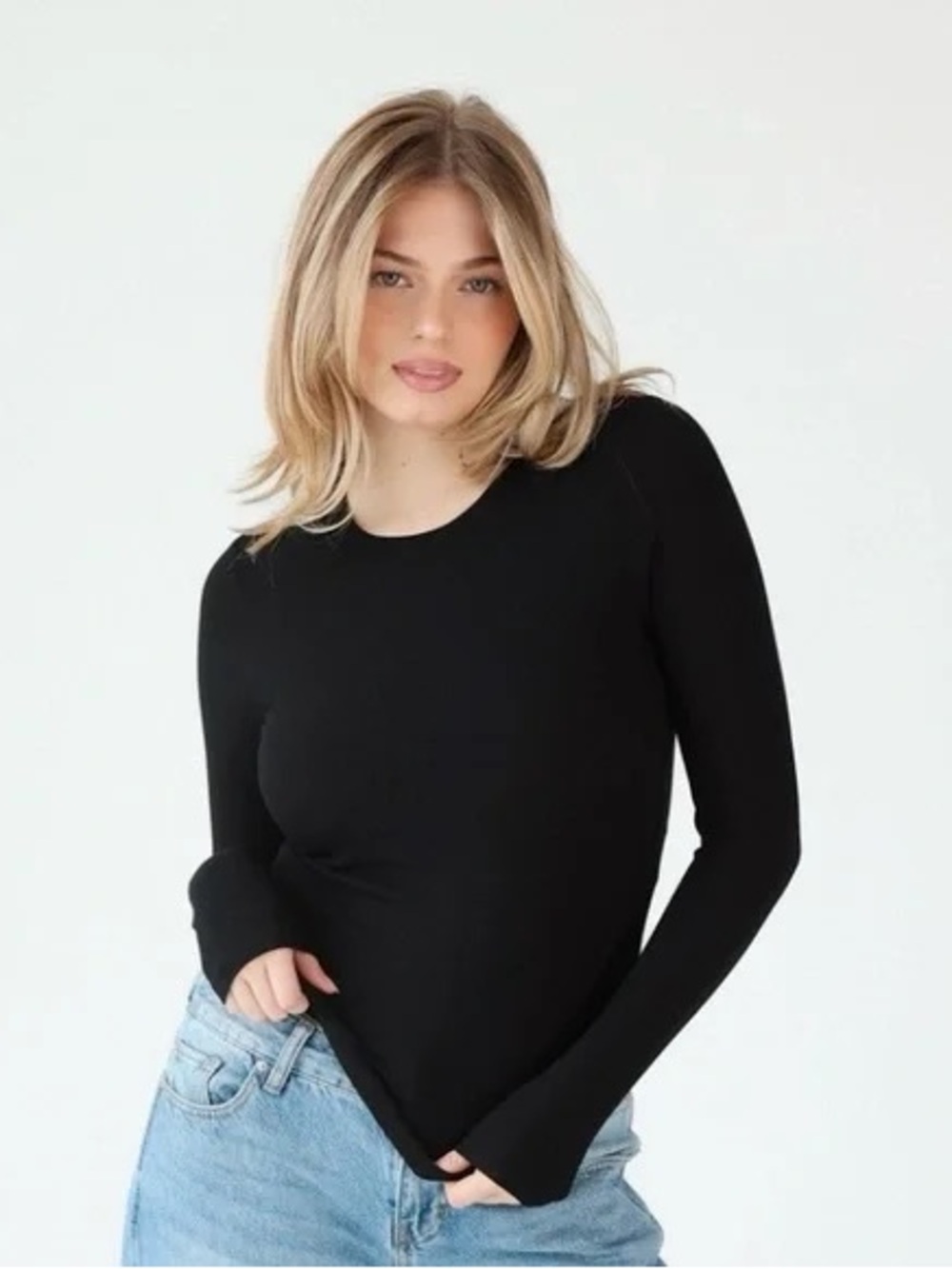Klassy Network KN Black Long Sleeve Braless Top Size Large